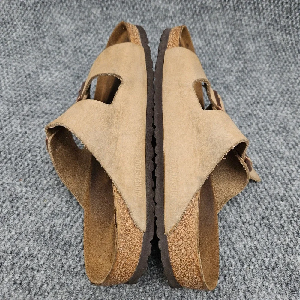 Birkenstock (Men's 43 US 10) Tan Sandals Arizona Leather Two Strap Slide Comfort